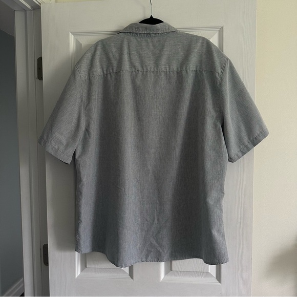 Size XXL Denver Hayes Comfort Stretch Chambray Grey Short Sleeve Dress Shirt - Picture 4 of 6